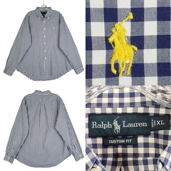 Polo Ralph Lauren Oxford Shirt Men's Size XL Blue Plaid LS Button Down - Picture 1 of 9